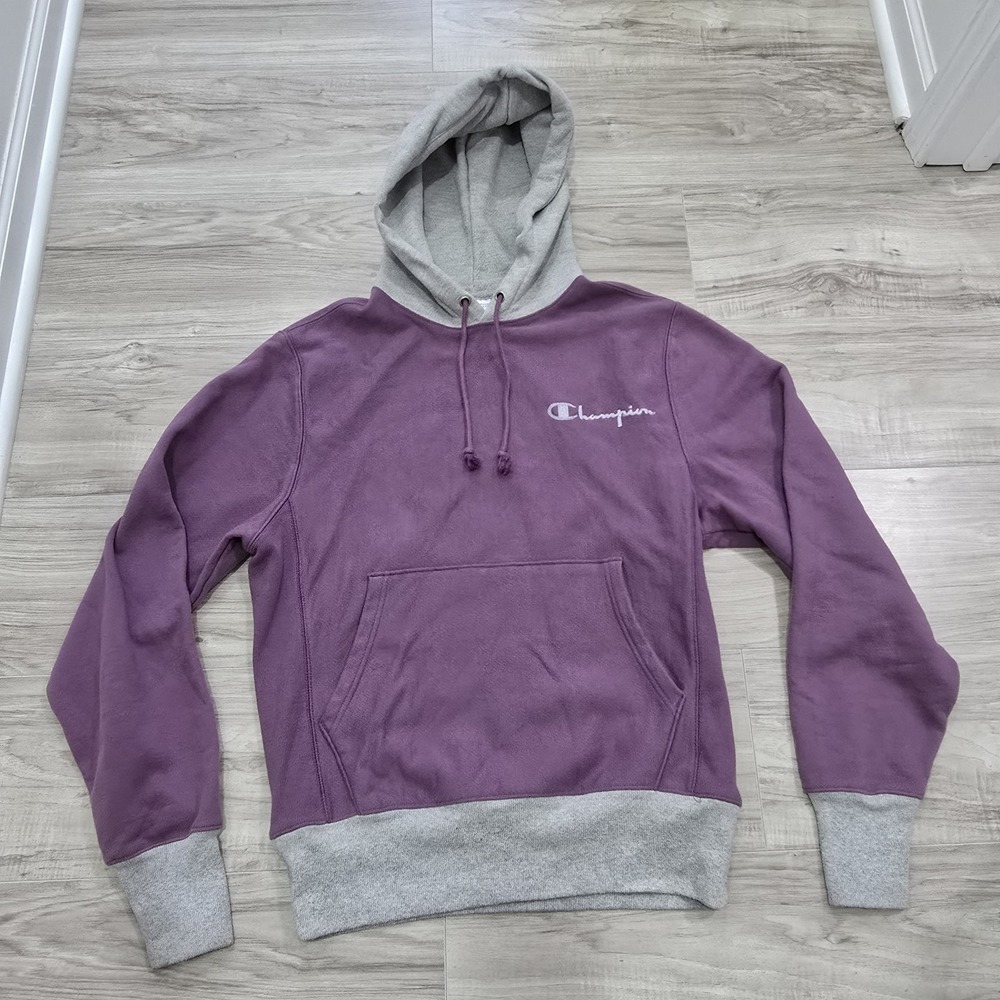 Champion Reverse Weave Pullover Hoodie Purple Gray Size Small
